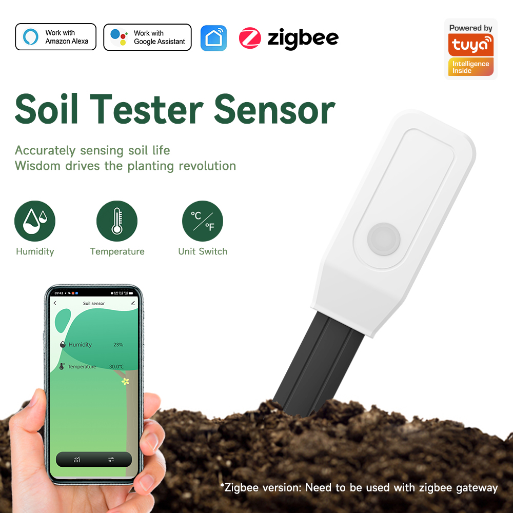 Tuya Zigbee Soil Moisture Temperature Sensor - iHseno Tuya Zigbee Smart Soil Tester