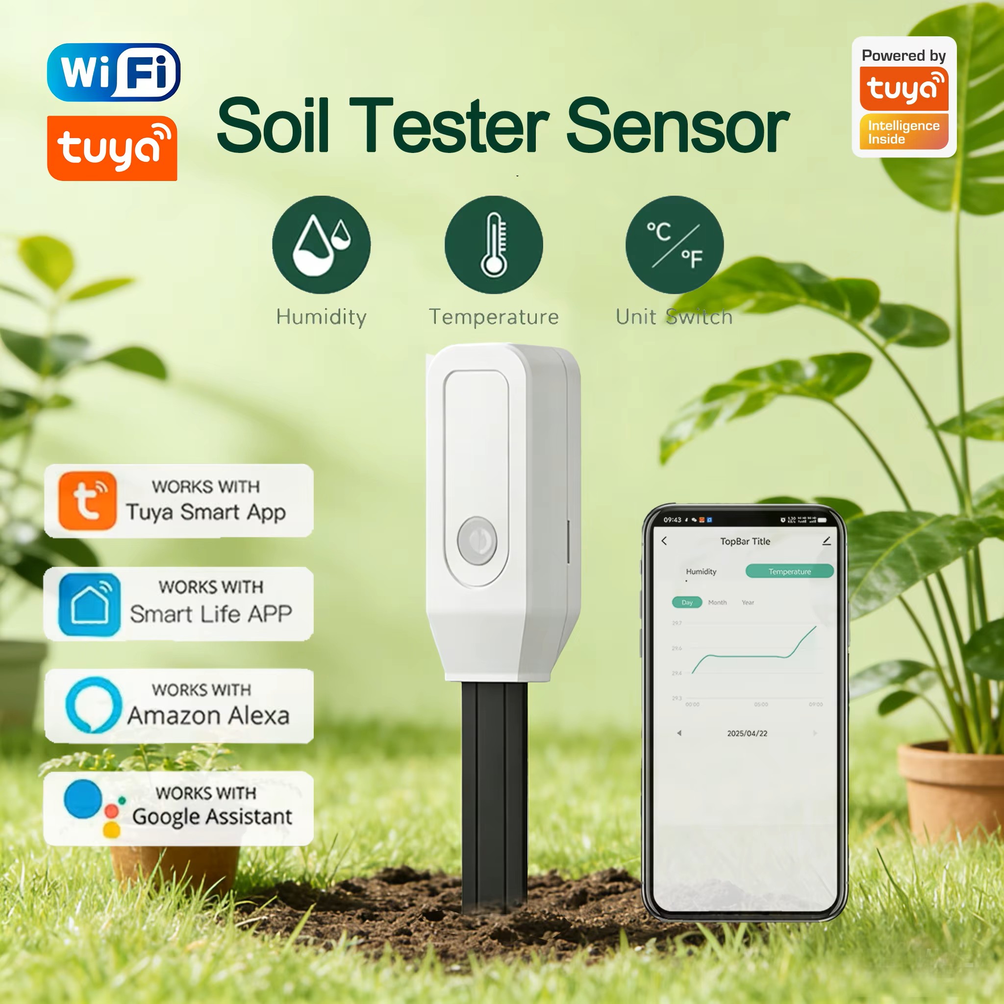 Wifi Soil Moisture Sensor Garden App - Thiết bị đo độ ẩm đất