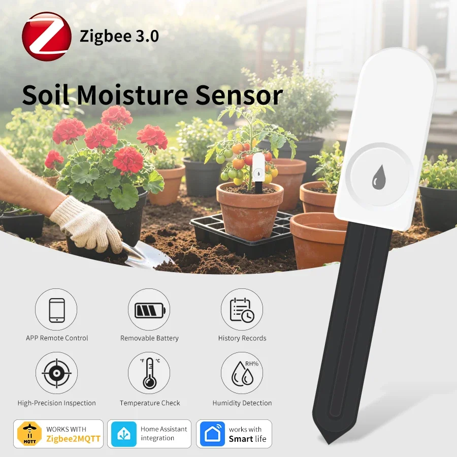 Tuya Smart Zigbee 3.0 Smart So - đánh giá và giá Tuya Zigbee Soil Moisture Temperature Sensor
