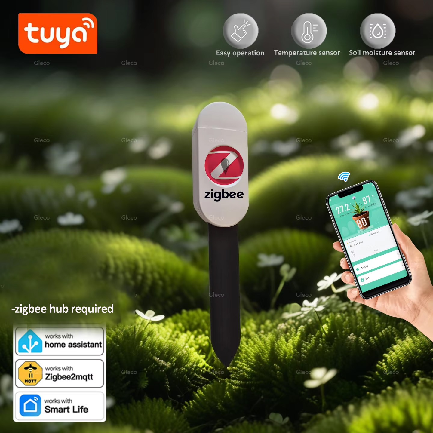 Tuya Smart Life Zigbee Soil Mo - đánh giá và giá Tuya Zigbee Soil Moisture Temperature Sensor