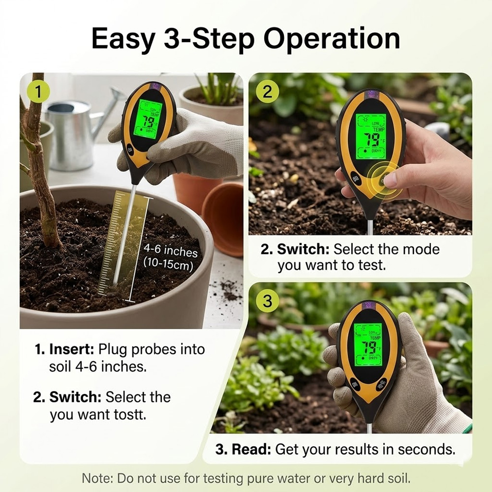 4 in 1 3 in 1 Soil Moisture Me - đánh giá và giá Soil Ph Meter 3 In 1 Moisture Sunlight