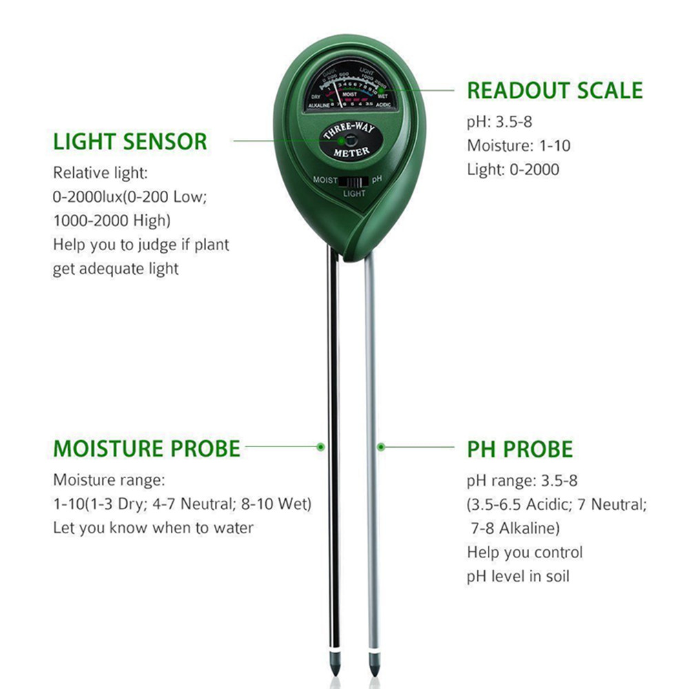 3 in 1 Soil PH Meter Sunlight  - đánh giá và giá Soil Ph Meter 3 In 1 Moisture Sunlight
