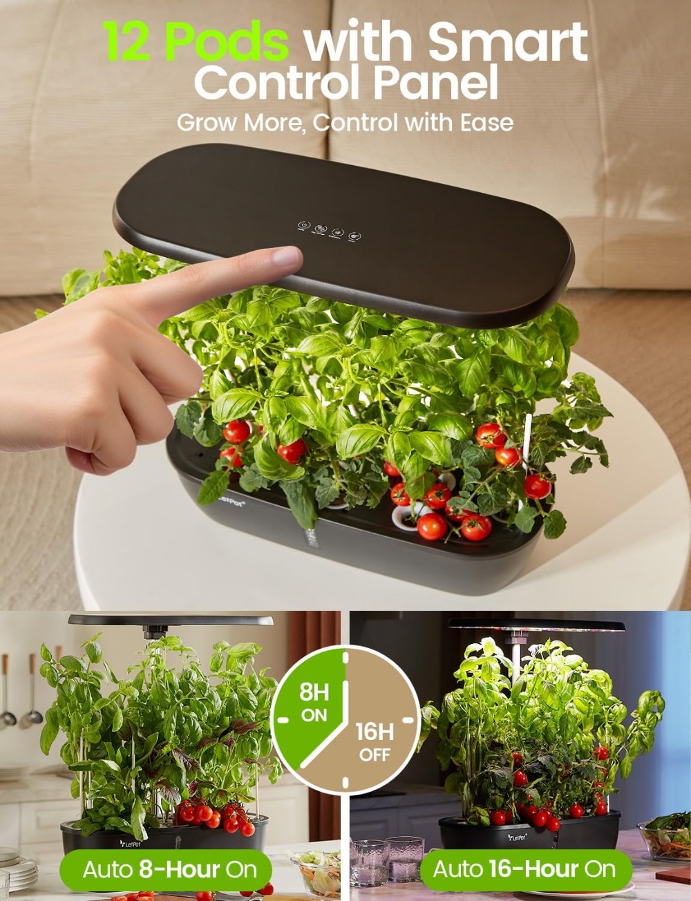 12-Pod Indoor Herb Garden Kit  - đánh giá và giá Indoor Herb Garden Grow Light Smart Kit