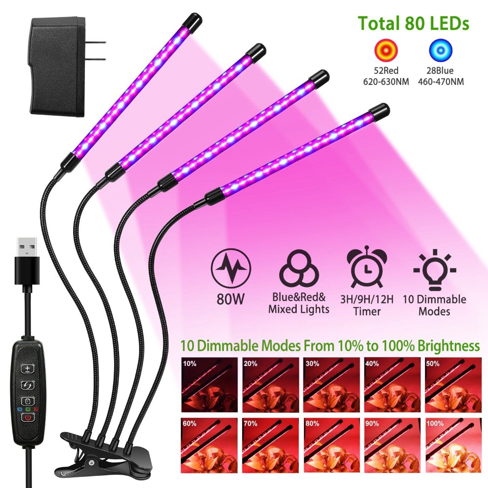 Grow Lights for Indoor Plants, - đánh giá và giá Plant Grow Light Full Spectrum Clip On