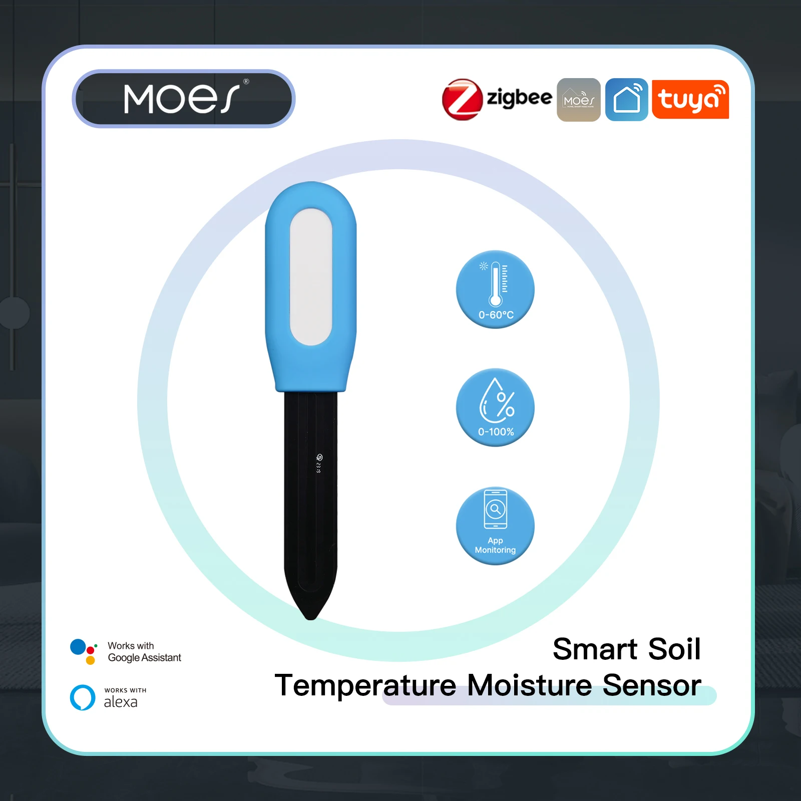 MOES Smart ZigBee Soil Tempera - đánh giá và giá Smart Plant Sensor Soil Moisture Meter