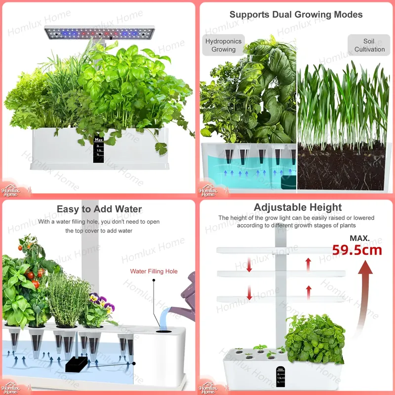Hydroponic Growing System Indo - đánh giá và giá Indoor Herb Garden Grow Light Smart Kit