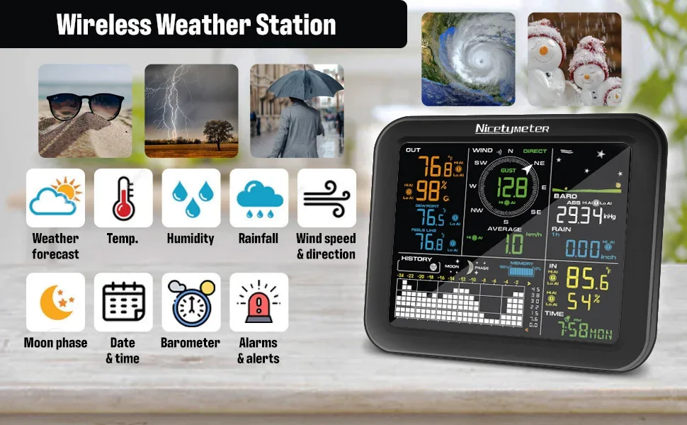 Outdoor Wind Speed Rainfall Wi - đánh giá và giá Wireless Weather Station Indoor Outdoor